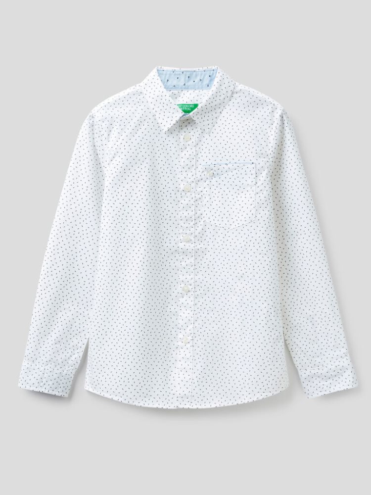 Benetton Micro Patterned Pocket Overhemd Kinderen Wit | BE946853