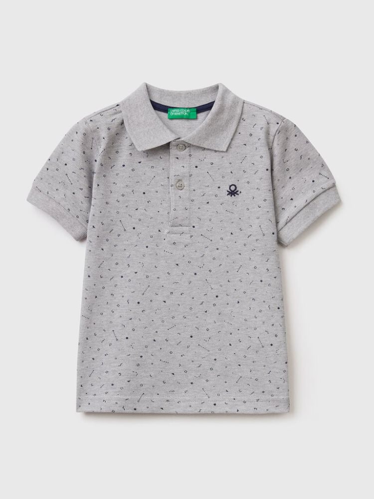 Benetton Micro Patterned Slim Fit Short Sleeve Polos Kinderen Lichtgrijs | BE068854