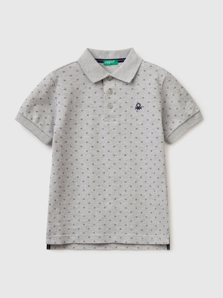 Benetton Micro Patterned Slim Fit Short Sleeve Polos Kinderen Lichtgrijs | BE108986