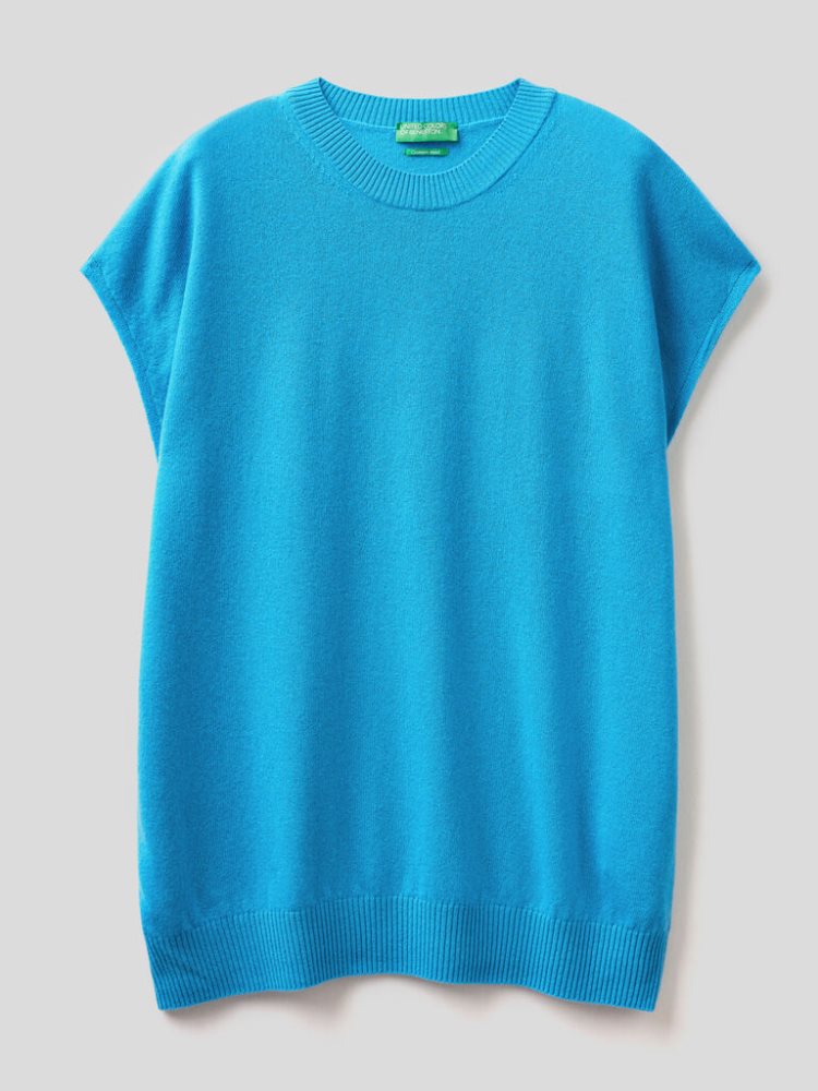 Benetton Mouwloos Cashmere Blend Truien Dames Turquoise | BE091575