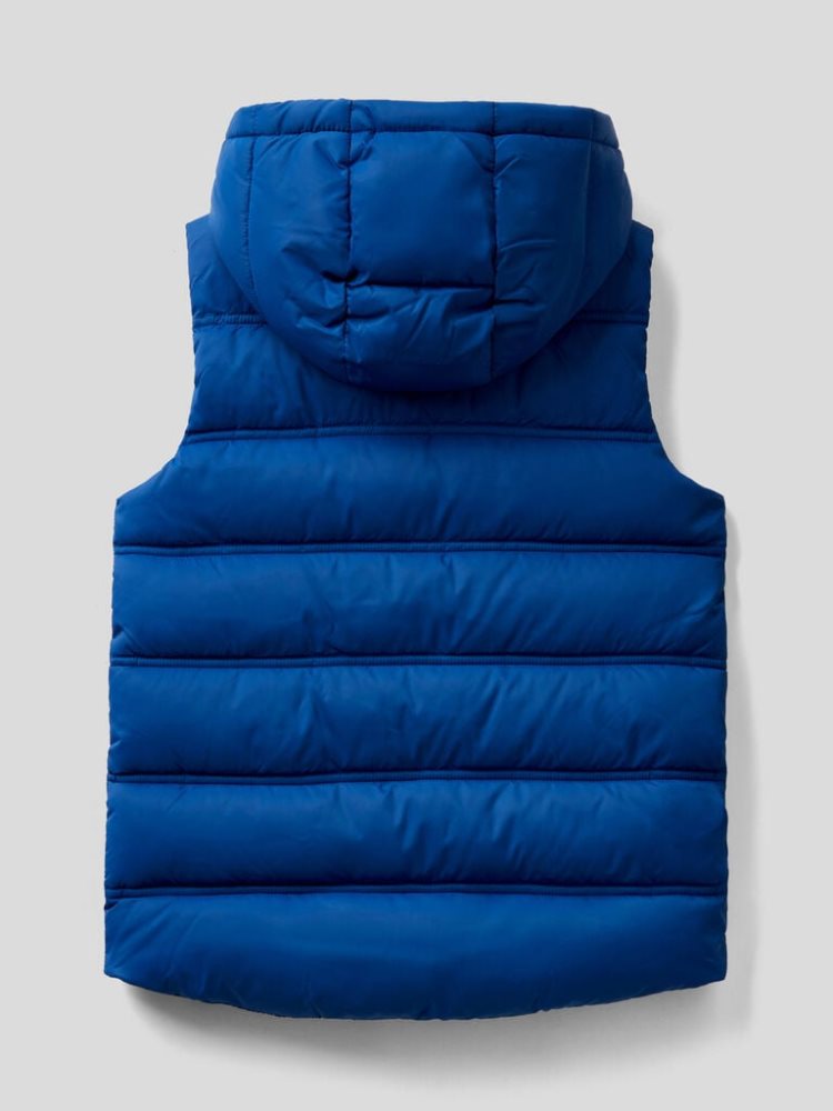 Benetton Mouwloos Hood Padded Jackets Kinderen Blauw | BE359904