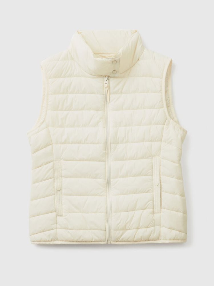 Benetton Mouwloos Puffer Recycled Wadding Gilet Dames Wit | BE014727