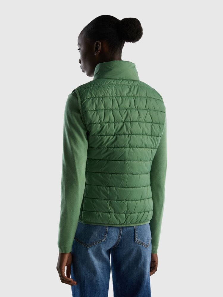 Benetton Mouwloos Puffer Recycled Wadding Gilet Dames Groen | BE217919