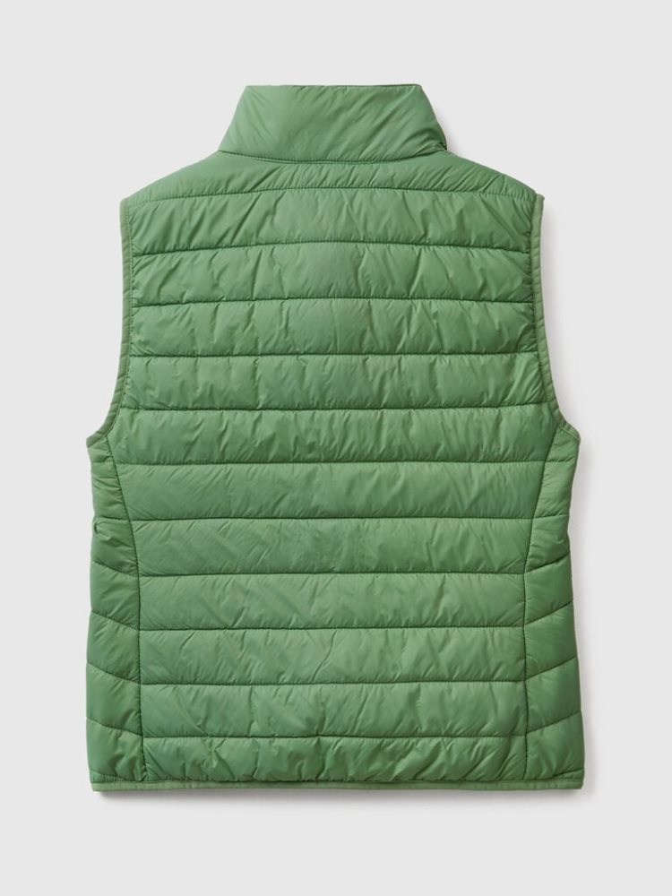 Benetton Mouwloos Puffer Recycled Wadding Gilet Dames Groen | BE217919