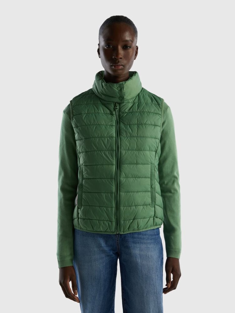 Benetton Mouwloos Puffer Recycled Wadding Gilet Dames Groen | BE217919