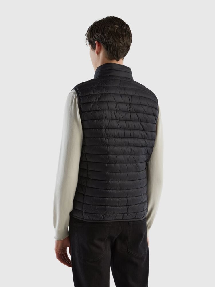 Benetton Mouwloos Puffer Recycled Wadding Gilet Heren Zwart | BE225139