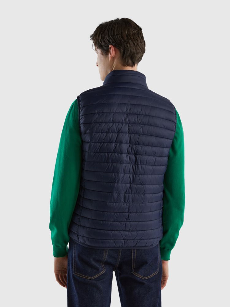 Benetton Mouwloos Puffer Recycled Wadding Gilet Heren Donkerblauw | BE330723