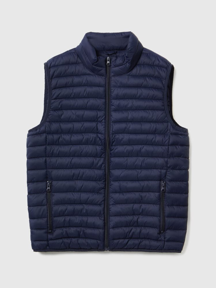 Benetton Mouwloos Puffer Recycled Wadding Gilet Heren Donkerblauw | BE330723