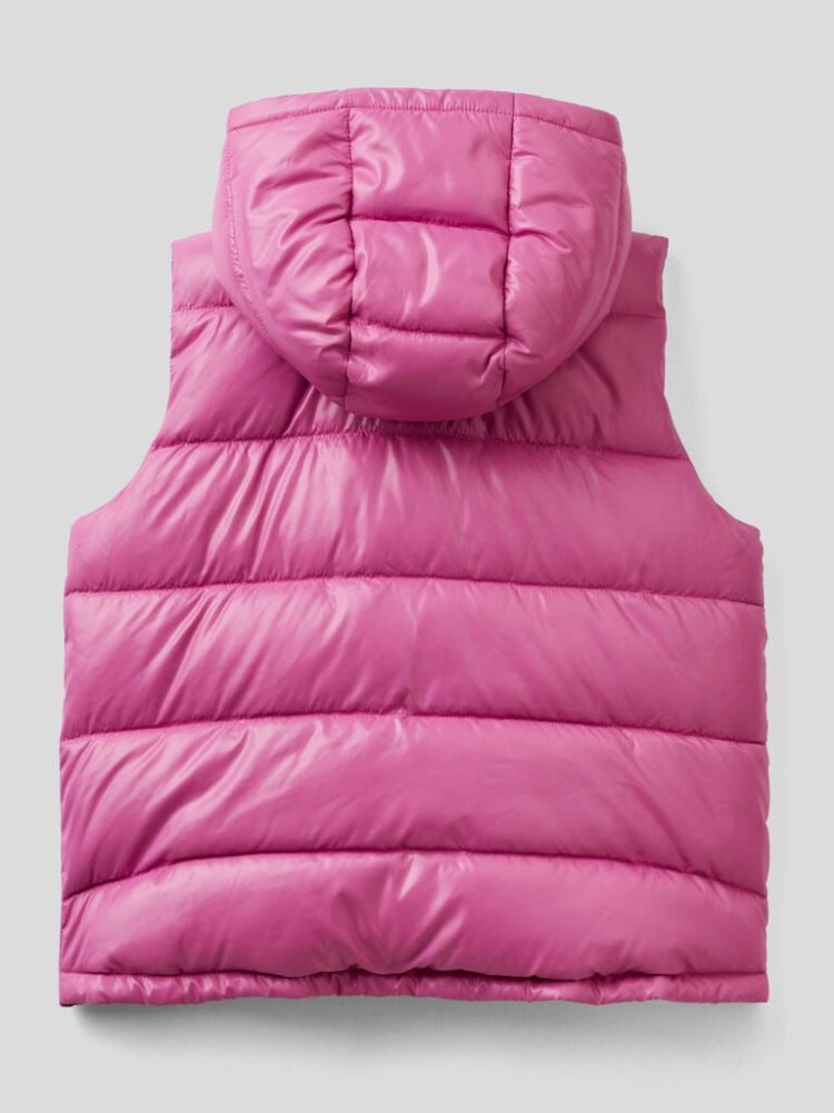 Benetton Mouwloos Puffer Zip And Hood Padded Jackets Kinderen Cyclamen | BE608909