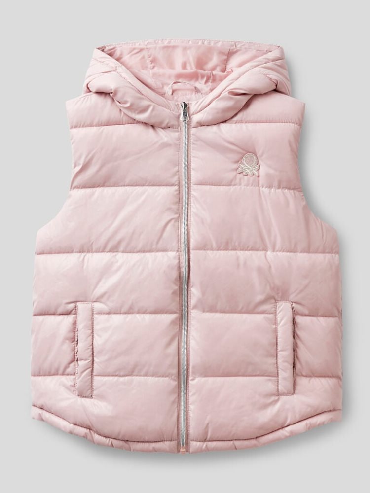 Benetton Mouwloos Puffer Zip And Hood Padded Jackets Kinderen Roze | BE776547