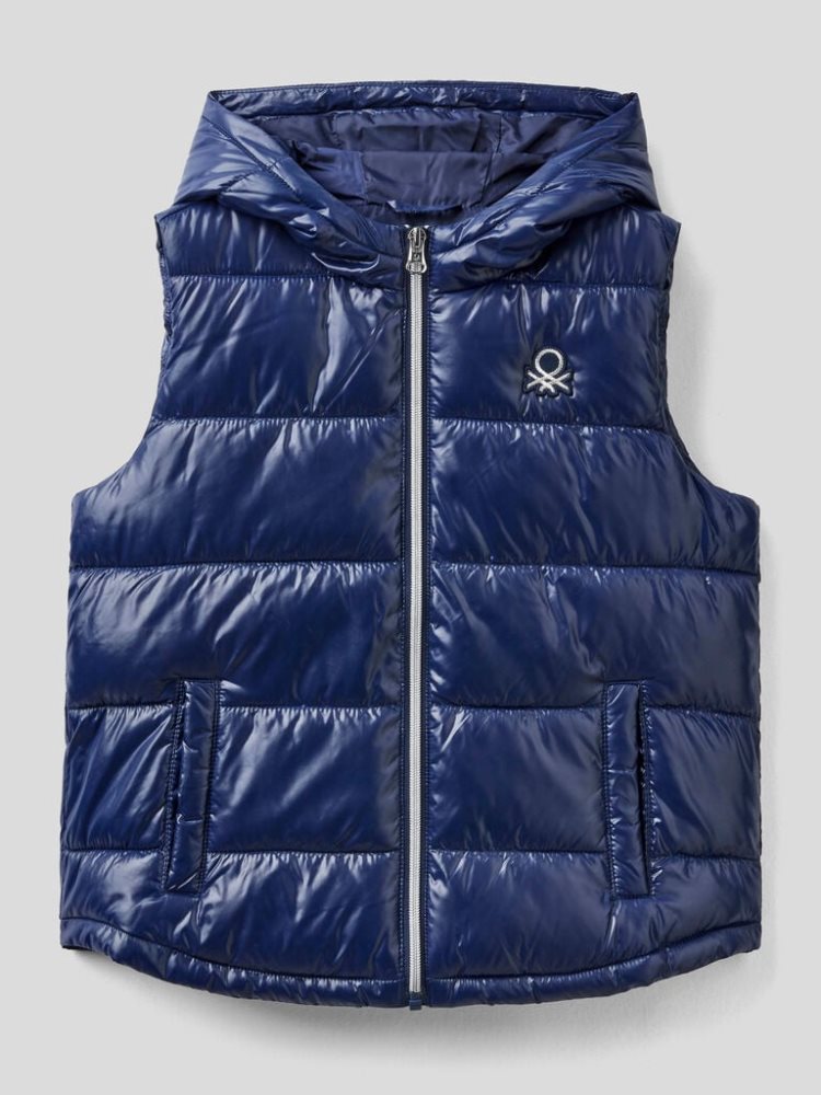 Benetton Mouwloos Puffer Zip And Hood Padded Jackets Kinderen Donkerblauw | BE966263