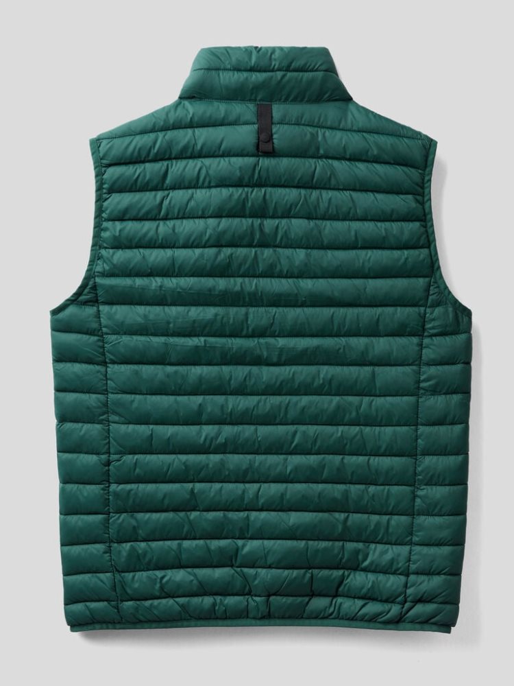 Benetton Mouwloos Slim Fit Gewatteerd Gilet Heren Donkergroen | BE766137