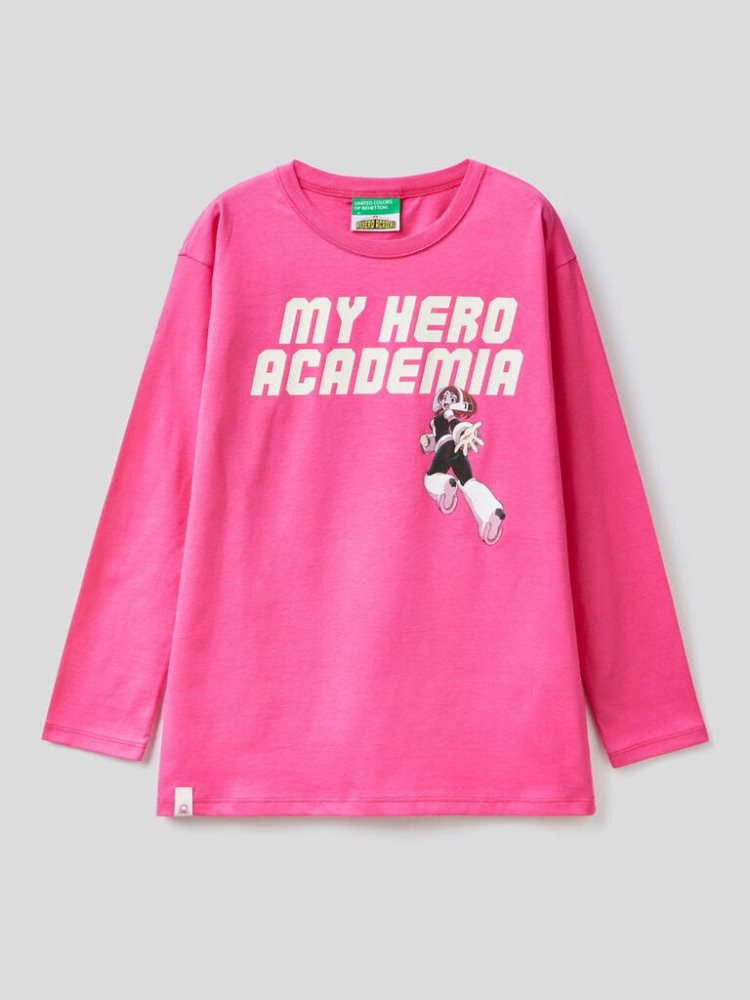 Benetton My Hero Academia Warm Katoenen Long Sleeve T-shirts Kinderen Fuchsie | BE467912