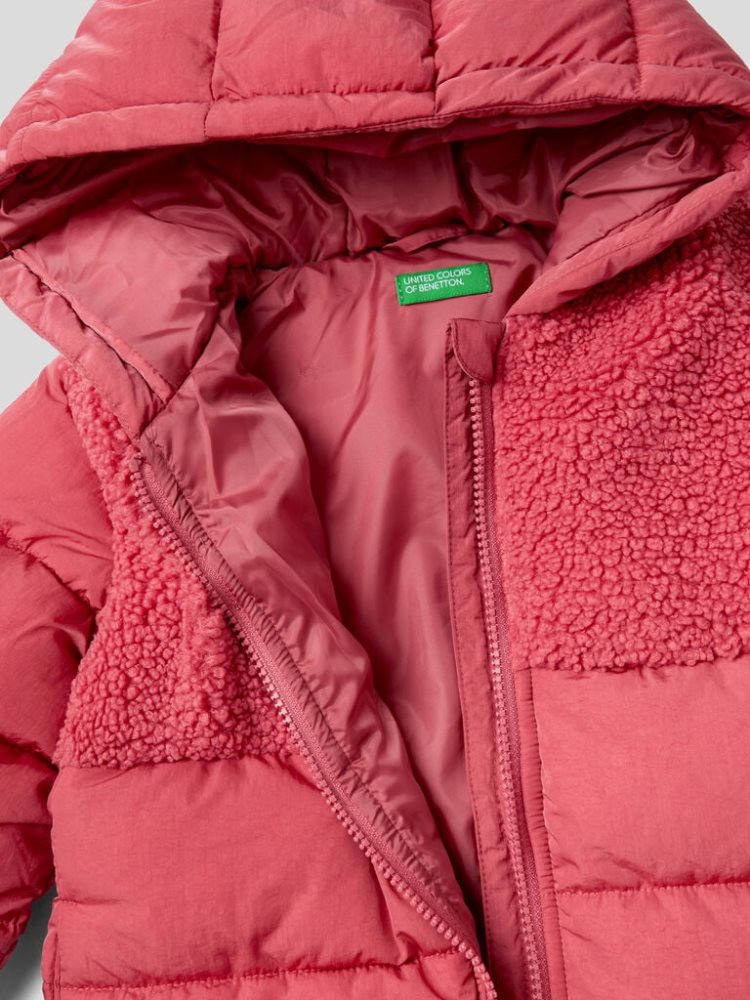 Benetton Nylon And Fur Padded Jackets Kinderen Strawberry | BE137432