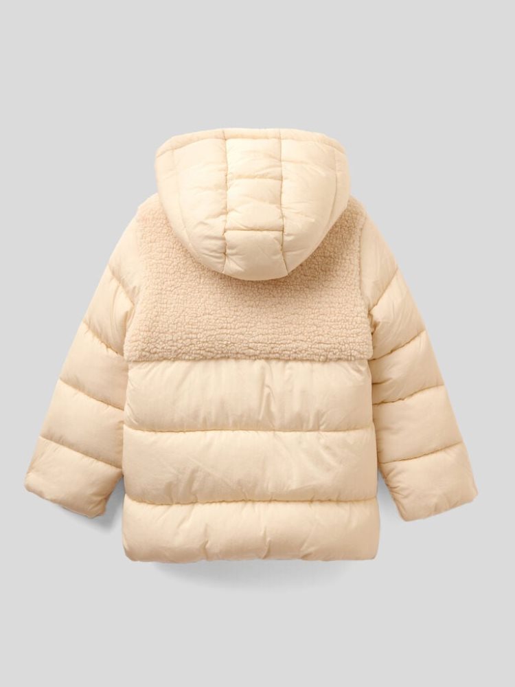 Benetton Nylon And Fur Padded Jackets Kinderen Wit | BE532401