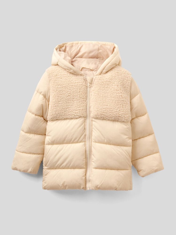 Benetton Nylon And Fur Padded Jackets Kinderen Wit | BE532401