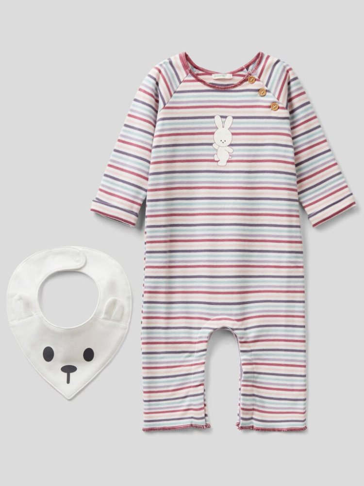 Benetton Onesie And Bib Pure Katoenen Dungarees Kinderen Roze | BE335476