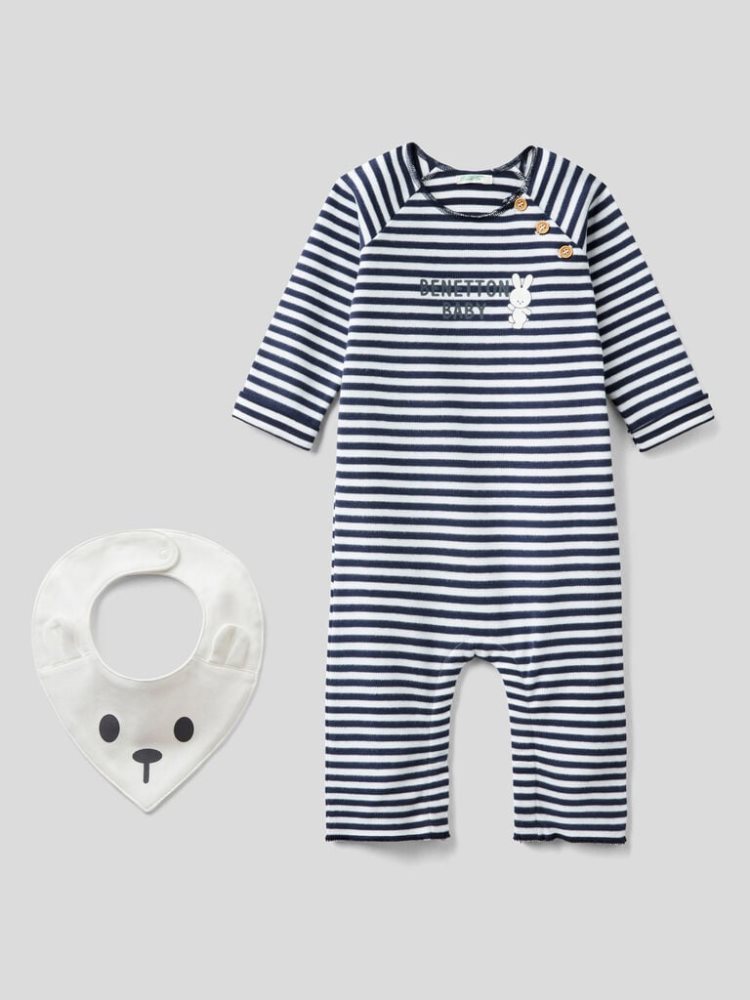 Benetton Onesie And Bib Pure Katoenen Dungarees Kinderen Donkerblauw | BE819685