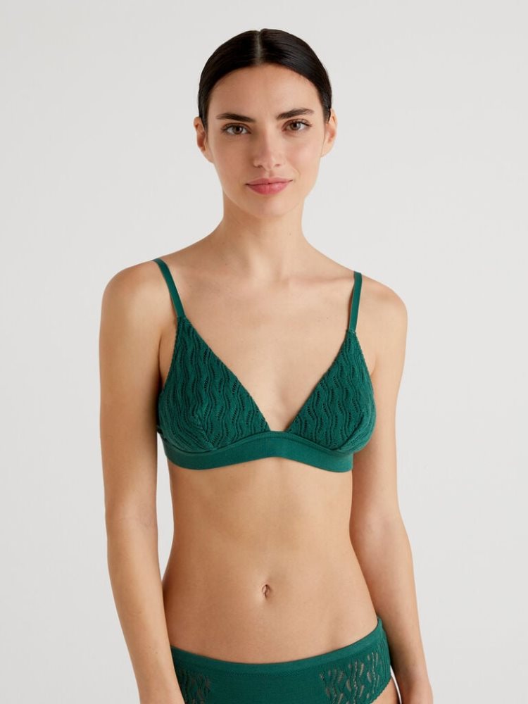 Benetton Open Knit Triangle BH Dames Groen | BE002719