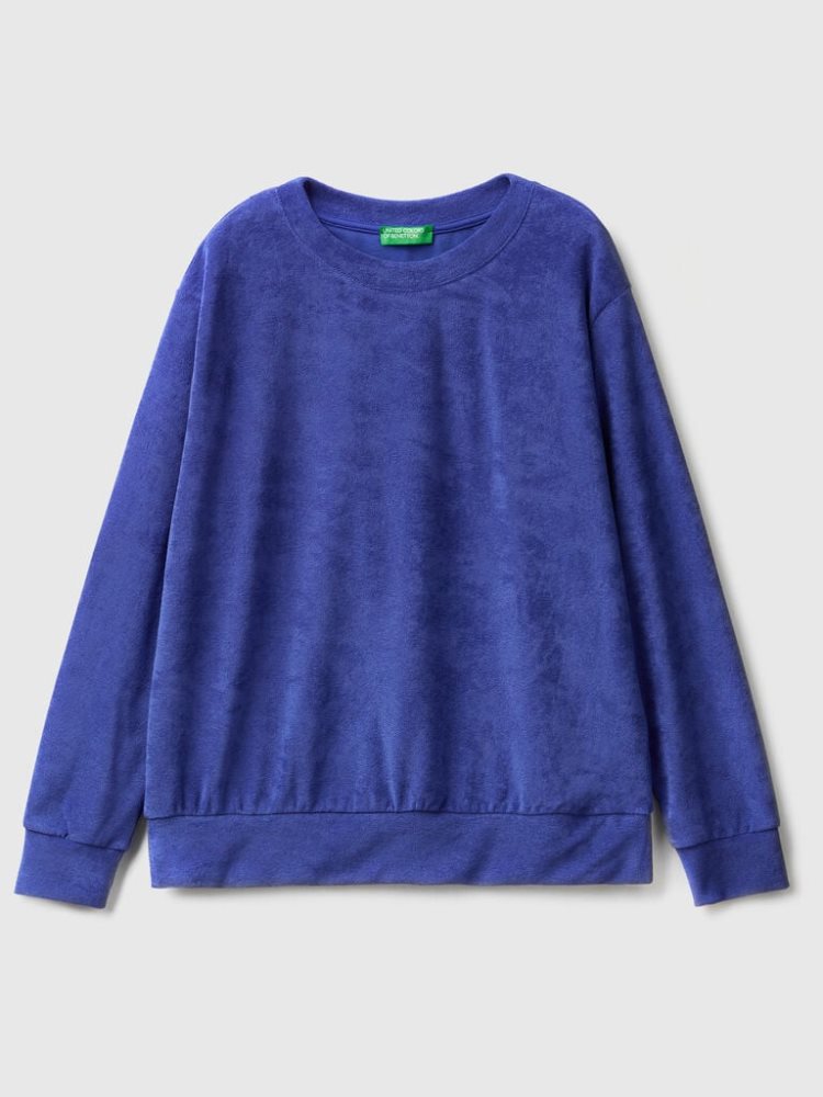 Benetton Organic Katoenen Blend Sweatshirt Dames Blauw | BE810748