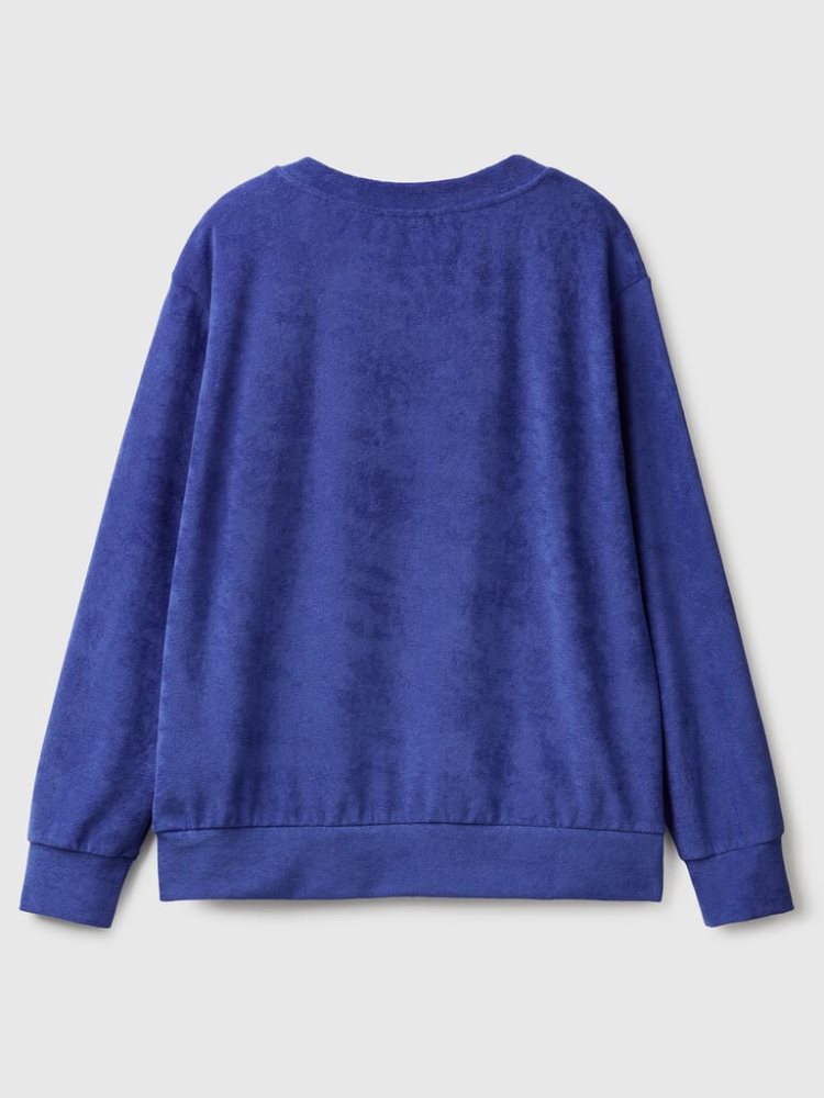 Benetton Organic Katoenen Blend Sweatshirt Dames Blauw | BE810748