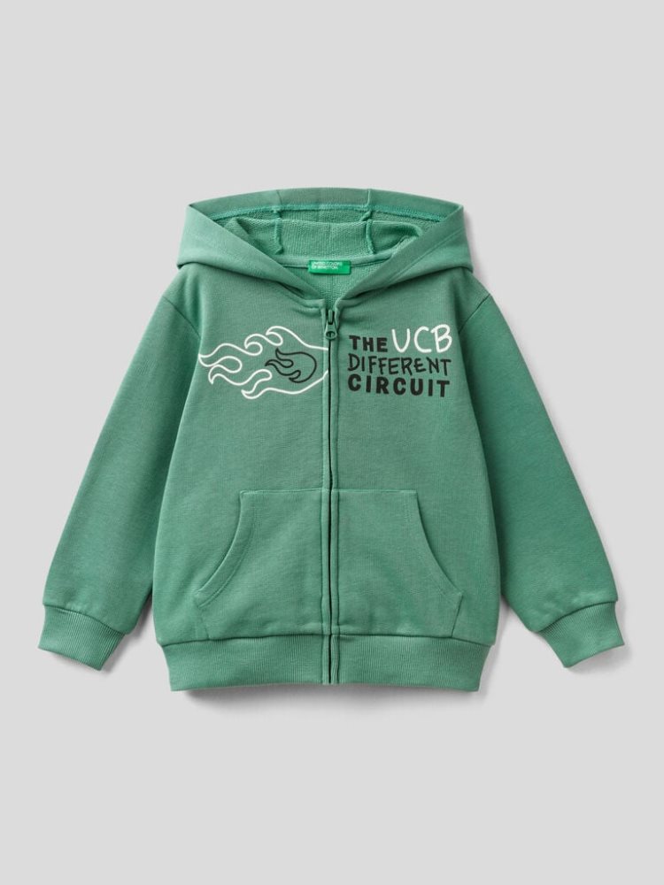 Benetton Organic Katoenen Hood Hoodie Kinderen Groen | BE215254