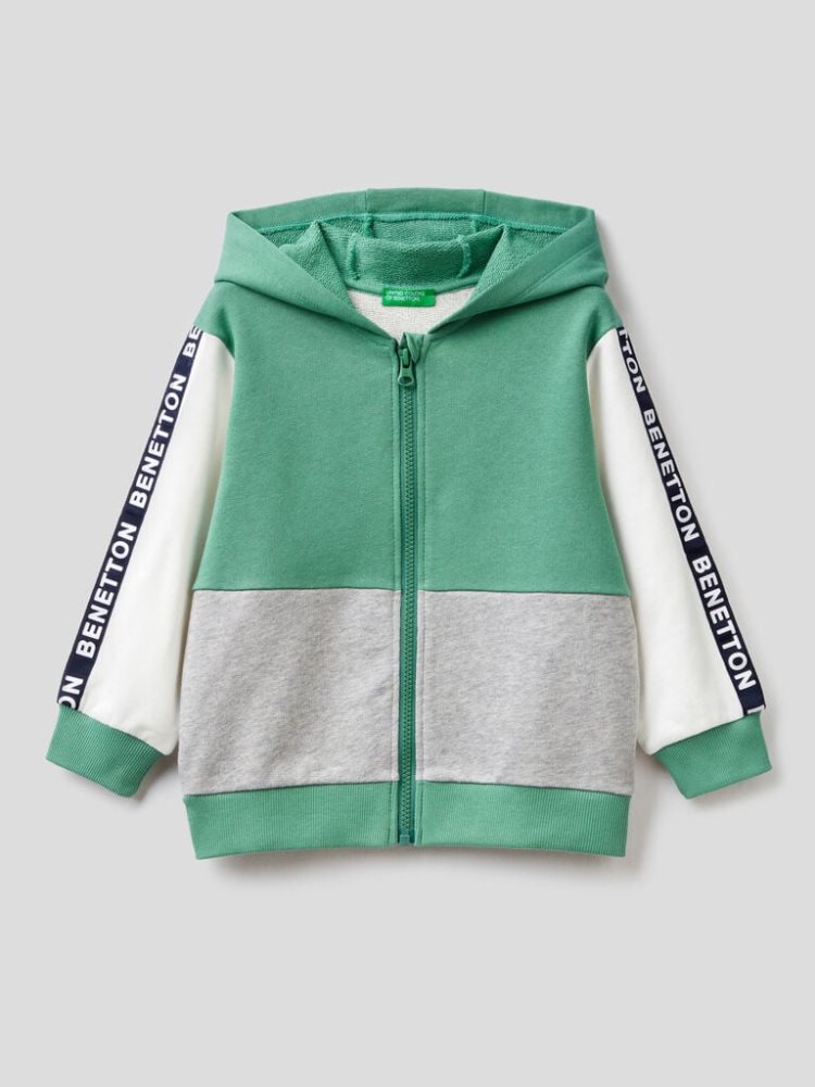 Benetton Organic Katoenen Hoodie Kinderen Groen | BE363015