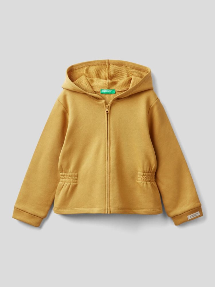 Benetton Organic Katoenen Hoodie Kinderen Mosterdgeel | BE444041