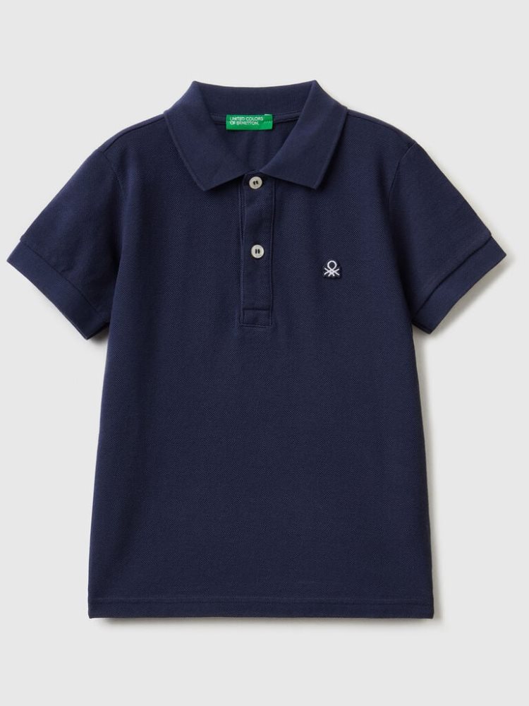 Benetton Organic Katoenen Kort Sleeve Poloshirt Kinderen Donkerblauw | BE497037