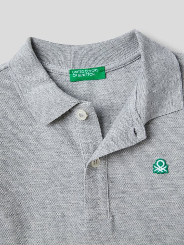 Benetton Organic Katoenen Long Sleeve Poloshirt Kinderen Grijs | BE308984