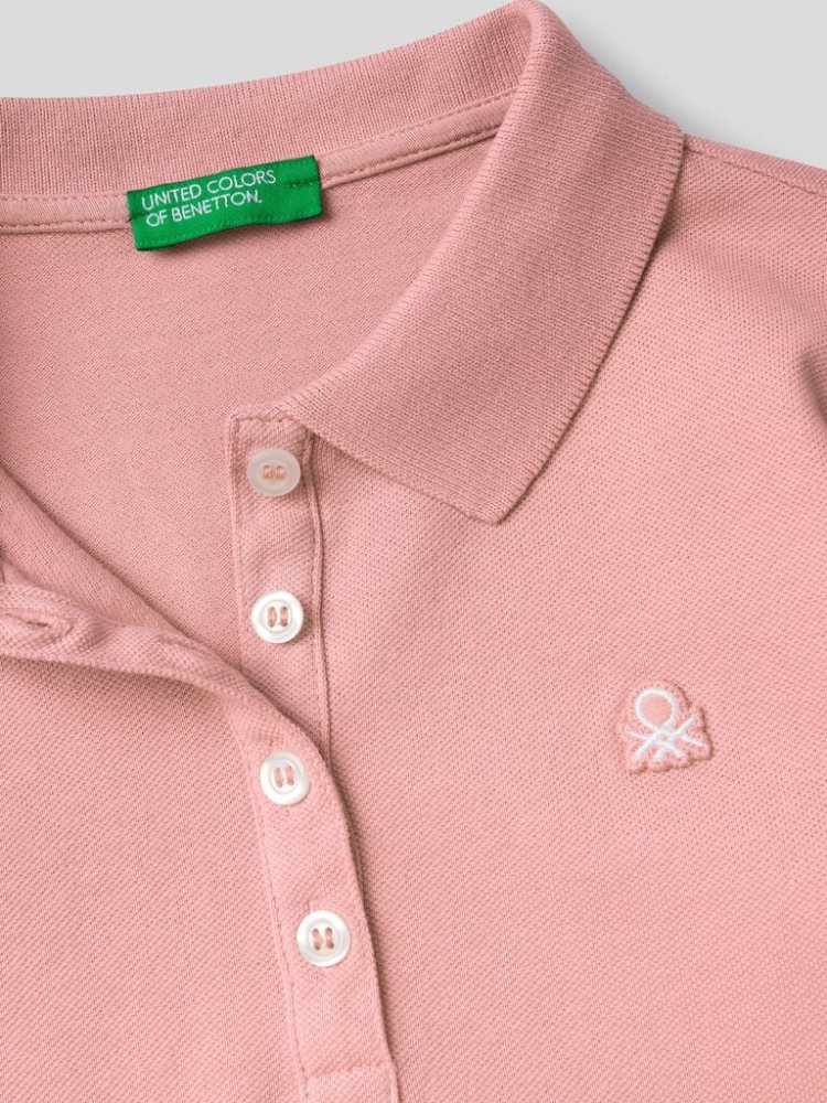 Benetton Organic Katoenen Long Sleeve Poloshirt Kinderen Roze | BE424613