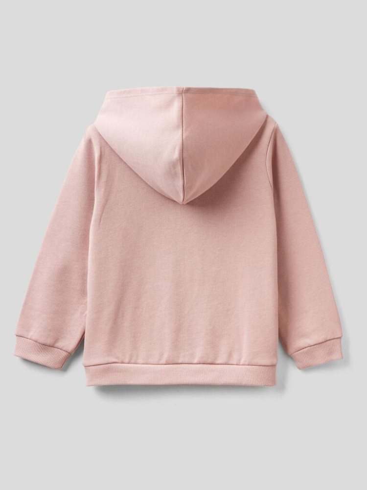 Benetton Organic Katoenen Met Capuchon Hoodie Kinderen Roze | BE803175