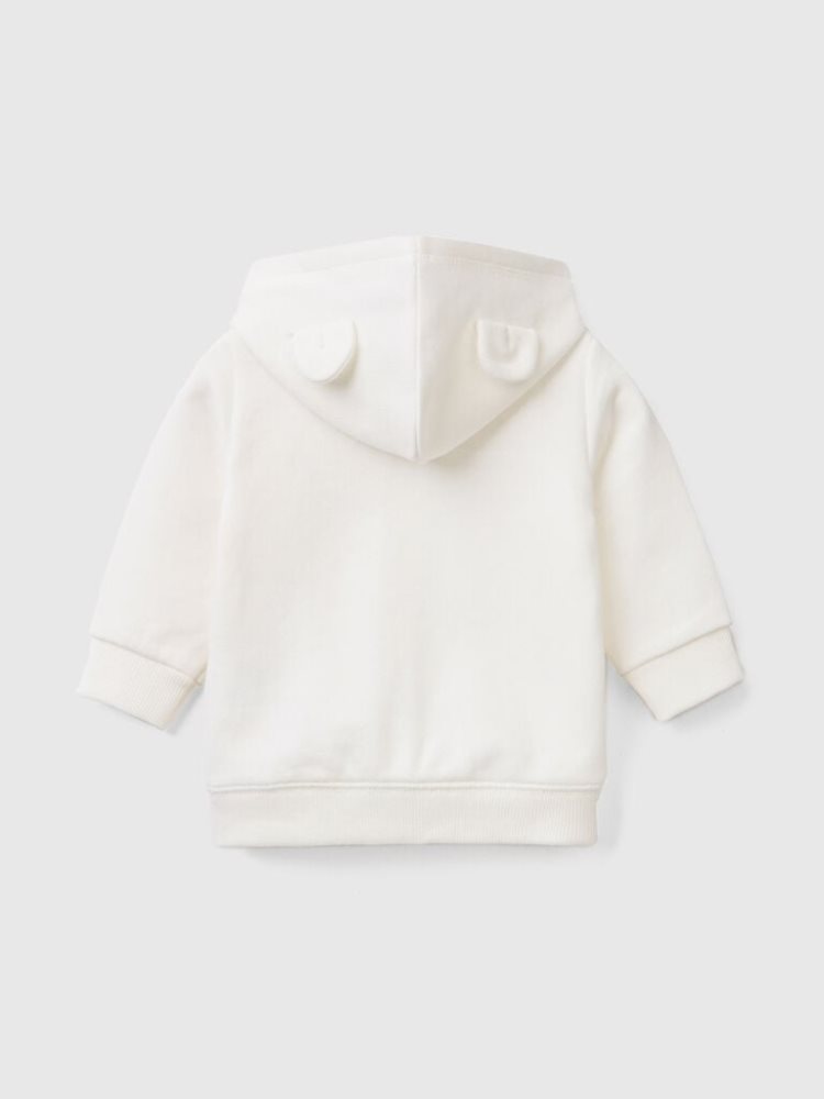 Benetton Organic Katoenen Met Capuchon Sweatshirt Kinderen Wit | BE011240