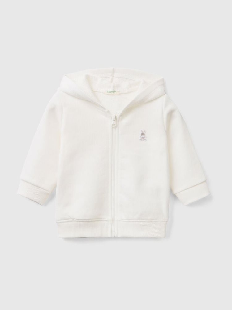 Benetton Organic Katoenen Met Capuchon Sweatshirt Kinderen Wit | BE011240