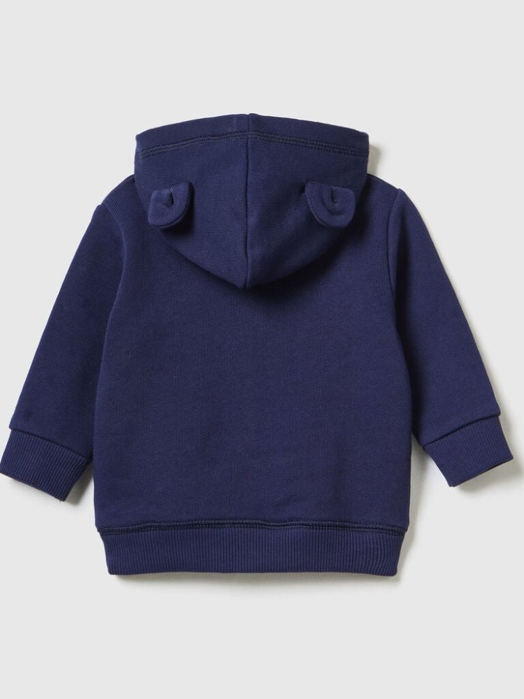 Benetton Organic Katoenen Met Capuchon Sweatshirt Kinderen Donkerblauw | BE040325