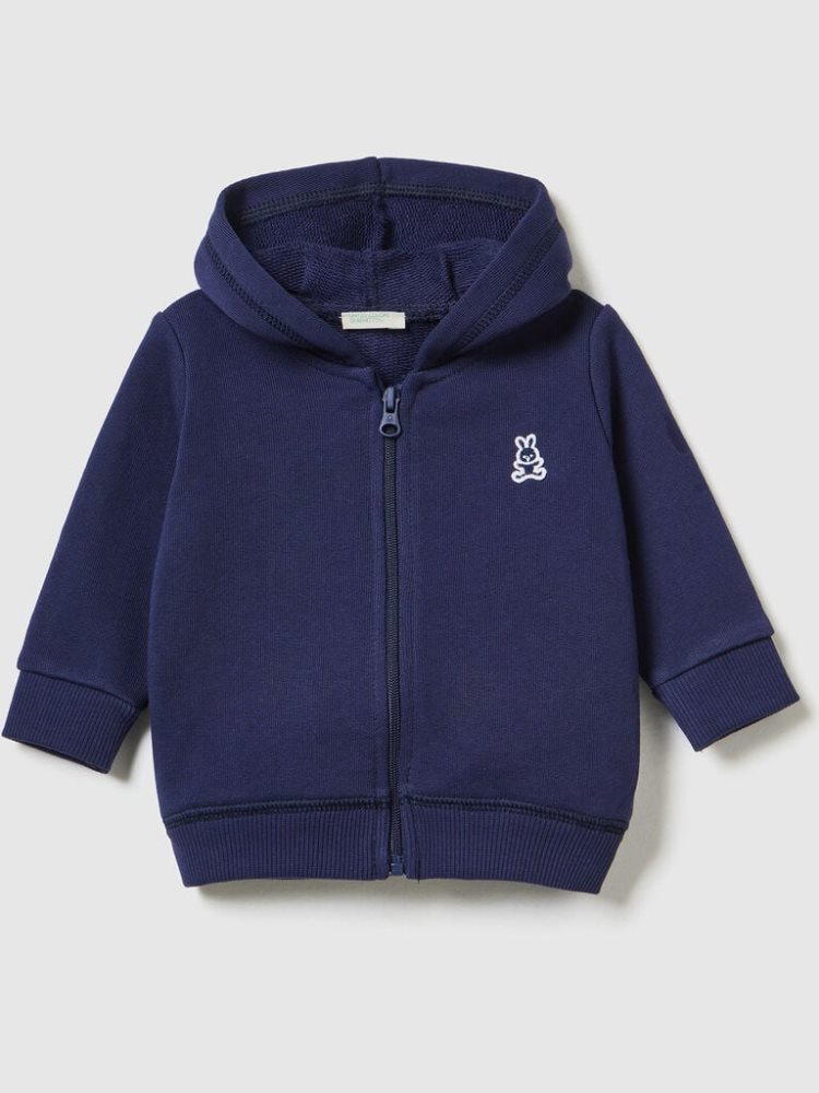 Benetton Organic Katoenen Met Capuchon Sweatshirt Kinderen Donkerblauw | BE040325