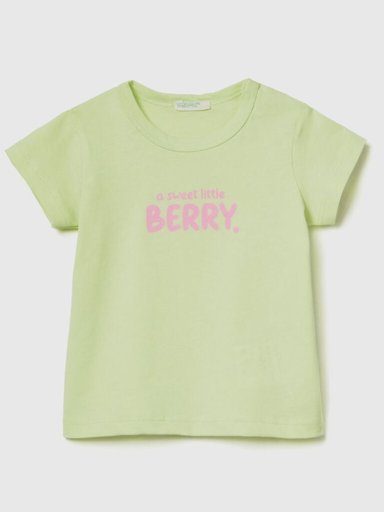 Benetton Organic Katoenen Print T-shirts Kinderen Lime | BE274911