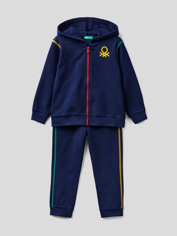 Benetton Organic Katoenen Sweat Trainingspak Kinderen Donkerblauw | BE572204