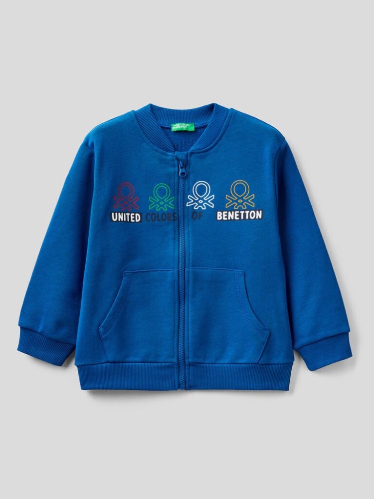 Benetton Organic Katoenen Zip Sweatshirt Kinderen Blauw | BE226077