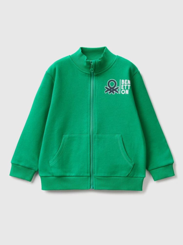 Benetton Organic Katoenen Zip Sweatshirt Kinderen Groen | BE271885