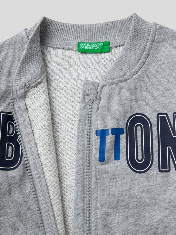 Benetton Organic Katoenen Zip Sweatshirt Kinderen Grijs | BE637078