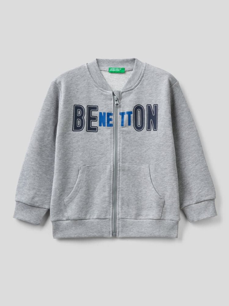 Benetton Organic Katoenen Zip Sweatshirt Kinderen Grijs | BE637078