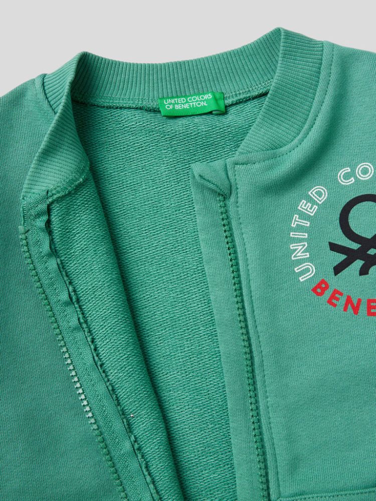 Benetton Organic Katoenen Zip Sweatshirt Kinderen Lichtgroen | BE724660