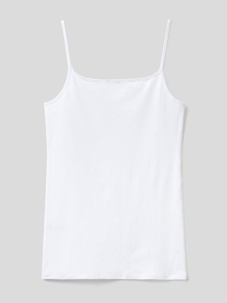 Benetton Organic Stretch Katoenen Tanktop Dames Wit | BE619335