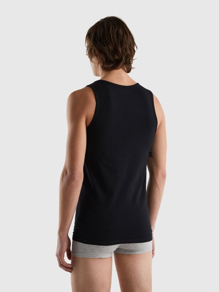 Benetton Organic Stretch Katoenen Tanktop Heren Zwart | BE880976