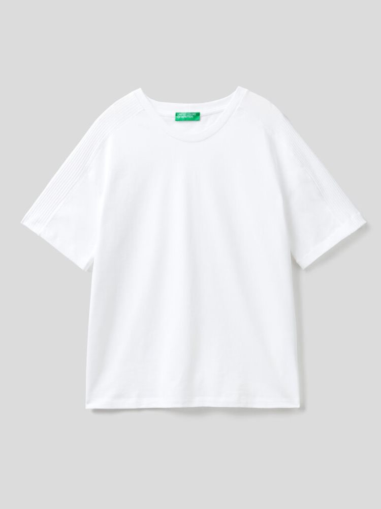 Benetton Oversized 100% Katoenen Short Sleeve T-shirts Dames Wit | BE722050