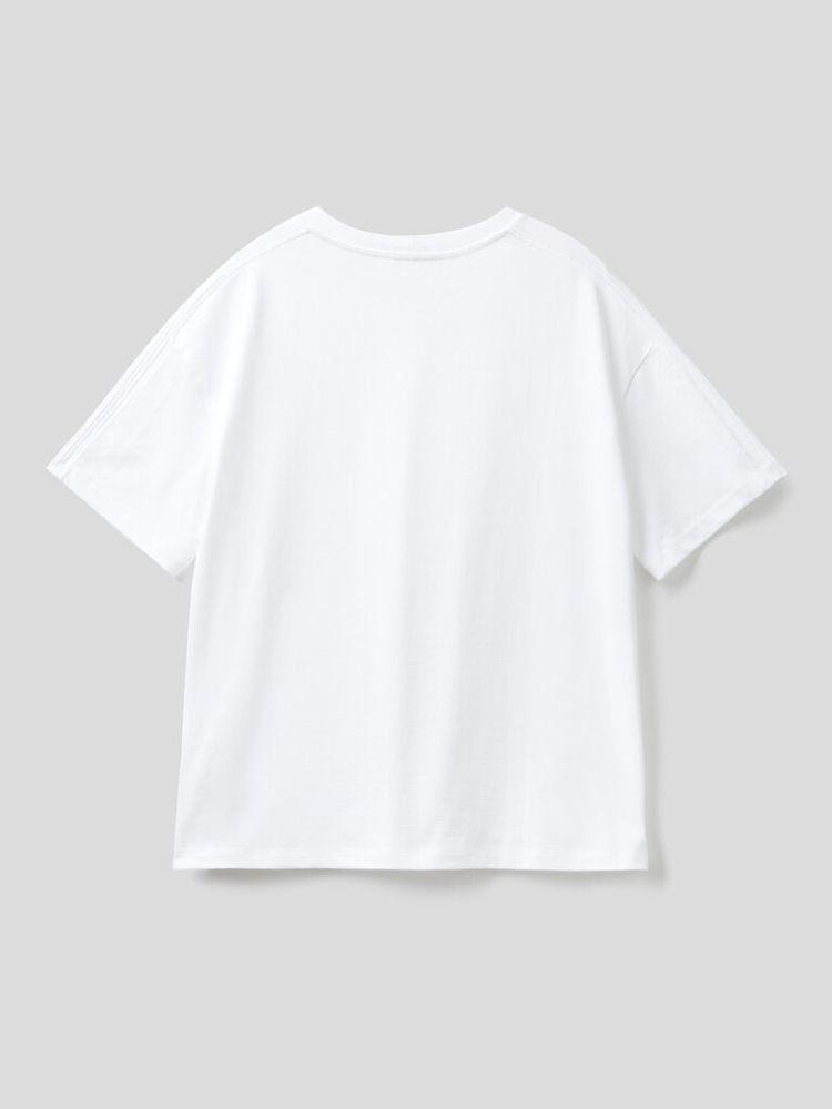 Benetton Oversized 100% Katoenen Short Sleeve T-shirts Dames Wit | BE722050