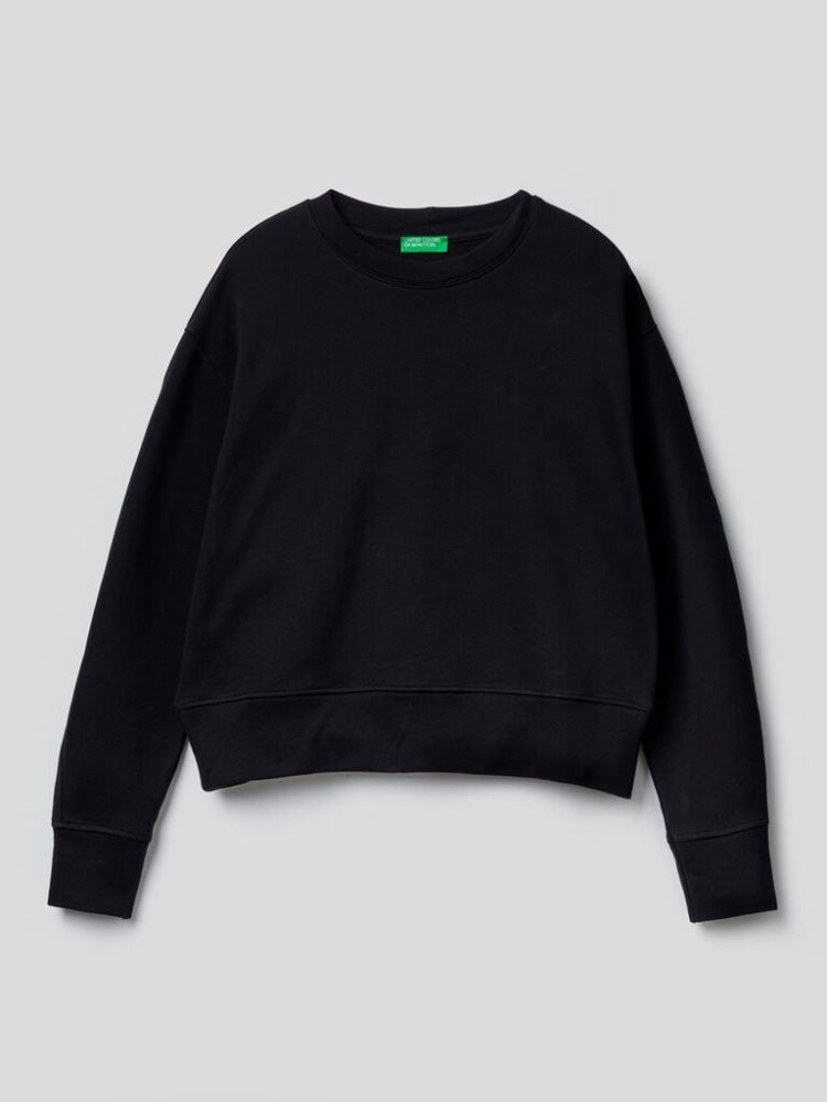 Benetton Oversized 100% Katoenen Sweatshirt Dames Zwart | BE214476