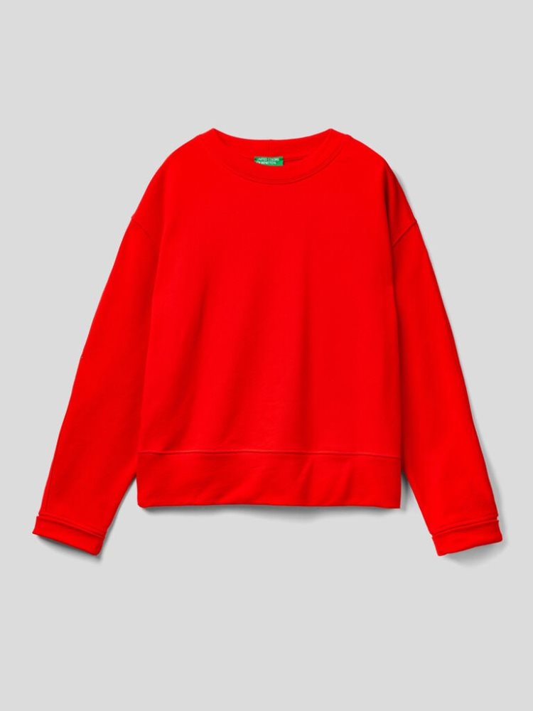 Benetton Oversized 100% Katoenen Sweatshirt Dames Rood | BE438264