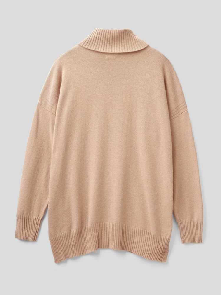 Benetton Oversized Fit Cashmere Blend Turtleneck Truien Dames Beige | BE020160